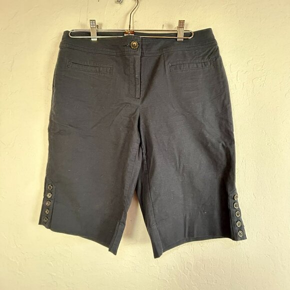 CAbi Charcoal Button-Accent Women Bermudas - Picture 1 of 10
